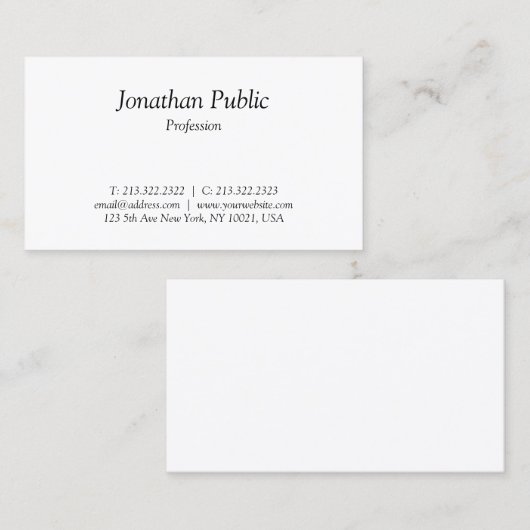 Elegant Italic Text Design Professional Simple Visitekaartje (Voorkant / Achterkant)
