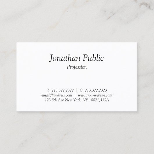 Elegant Italic Text Design Professional Simple Visitekaartje (Voorkant)