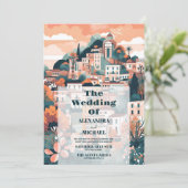 Elegant Italië Capri Bestemming Bruiloft Kaart (Staand voorkant)