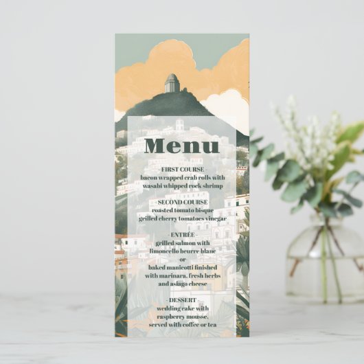Elegant Italië Capri Bestemming Bruiloft Menu (Staand voorkant)