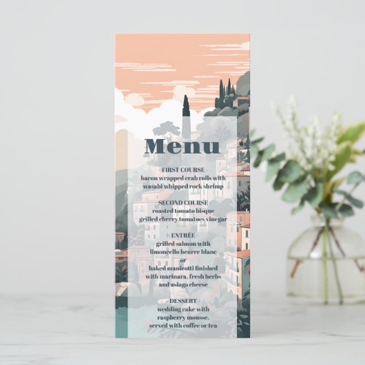 Elegant Italië Capri Bestemming Bruiloft Menu (Staand voorkant)