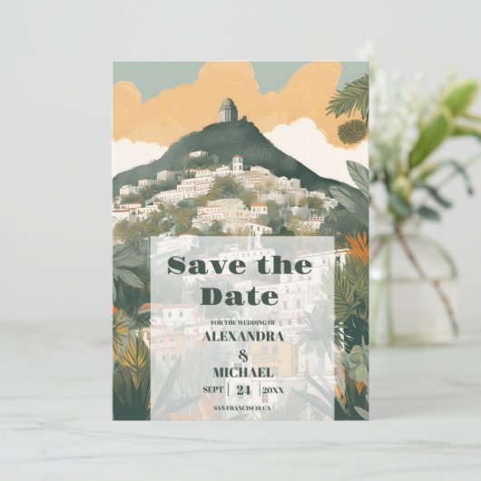 Elegant Italië Capri Bestemming Bruiloft Save The Date (Staand voorkant)