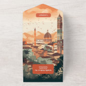 Elegant Italië Florence Bestemming Bruiloft All In One Uitnodiging (Buitenkant)