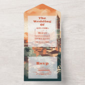 Elegant Italië Florence Bestemming Bruiloft All In One Uitnodiging (Binnen)