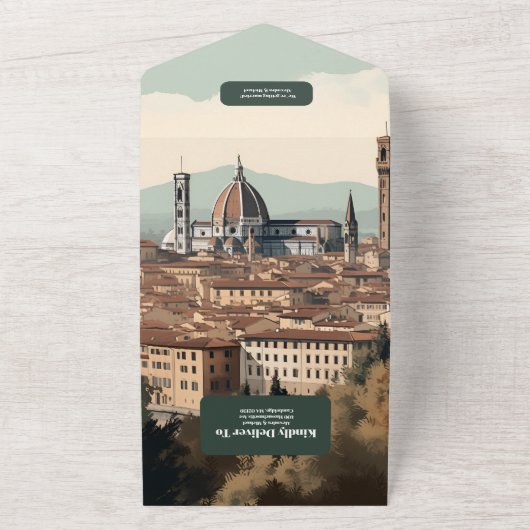 Elegant Italië Florence Bestemming Bruiloft All In One Uitnodiging (Buitenkant)