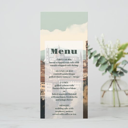 Elegant Italië Florence Bestemming Bruiloft Menu (Staand voorkant)