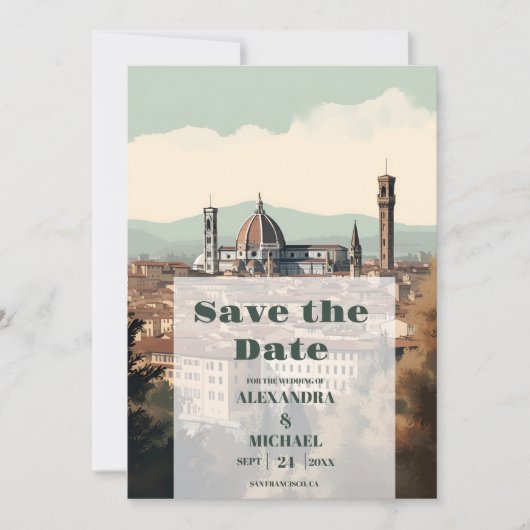 Elegant Italië Florence Bestemming Bruiloft Save The Date (Voorkant)