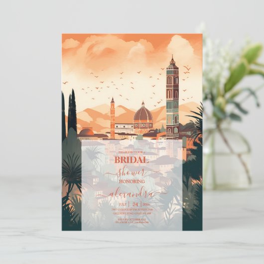 Elegant Italië Florence Bestemming Vrijgezellenfee Kaart (Staand voorkant)