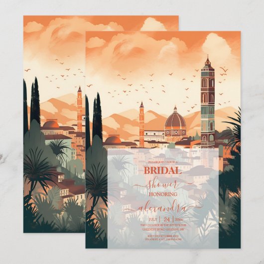 Elegant Italië Florence Bestemming Vrijgezellenfee Kaart (Voorkant / Achterkant)