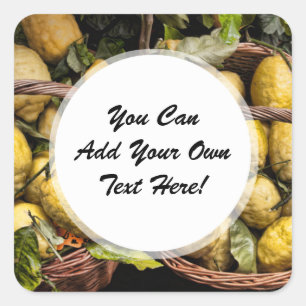 Elegant Italy Lemon Basket Amalfi Coast Lemons Vierkante Sticker
