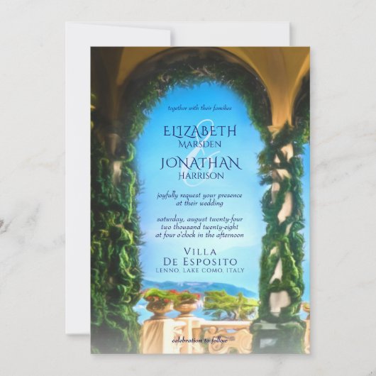 Elegant Italy Villa Arch Destination Wedding Kaart (Voorkant)