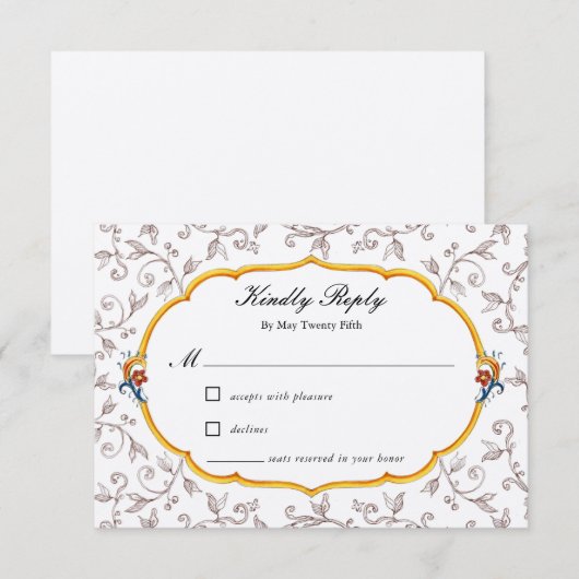 Elegant Italy Wedding RSVP Kaart (Voorkant / Achterkant)