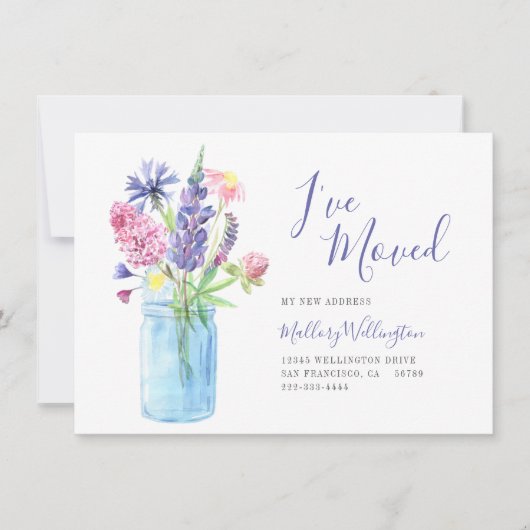 Elegant Ive Moved Waterverf Floral Moving Aankondiging (Voorkant)