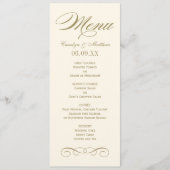 Elegant Ivoor Antiek Goud Scroll Bruiloft Monogram Menu (Voorkant)