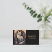 Elegant Ivoor Art Nouveau Feline gepersonaliseerd Visitekaartje (Staand voorkant)