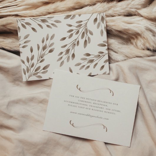 Elegant Ivoor & Ash Herfst Botanische bruiloft Det Informatiekaartje