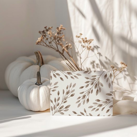 Elegant Ivoor & Ash Herfst Botanische bruiloft Det Informatiekaartje