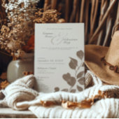 Elegant Ivoor & Ash Herfst Botanische Fotobruiloft Kaart