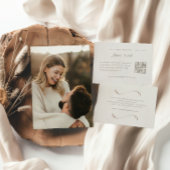 Elegant Ivoor & Ash Herfst Botanische Fotobruiloft Kaart