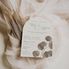 Elegant Ivoor & Ash Herfst Botanische Trouwboog Kaart