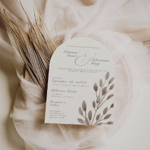 Elegant Ivoor & Ash Herfst Botanische Trouwboog Kaart