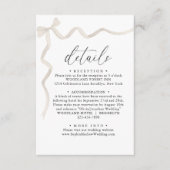 Elegant Ivoor Beige Boog Monogram Bruiloft Details Informatiekaartje (Voorkant)
