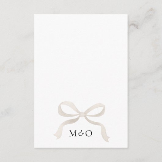 Elegant Ivoor Beige Boog Monogram Bruiloft Details Informatiekaartje (Achterkant)