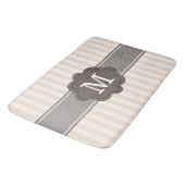 Elegant ivoor beige stripes bruin monogram badmat (Gekanteld)