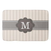 Elegant ivoor beige stripes bruin monogram badmat (Voorkant)