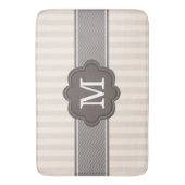 Elegant ivoor beige stripes bruin monogram badmat (Voorkant Verticaal)