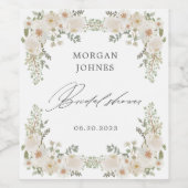 elegant ivoor bloem bruids douche wijnlabel wijn etiket (Enkel label)