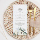 Elegant Ivoor Bloemen Bloemen Wedding Menu<br><div class="desc">Verhoog uw huwelijksreceptie met onze Ivory Floral Blooms Wedding Menu. Dit verfijnde ontwerp is voorzien van delicate ivoorbloemen verweven met zacht groen gebladerte,  waardoor een tijdloze en romantische sfeer ontstaat voor uw speciale dag.</div>