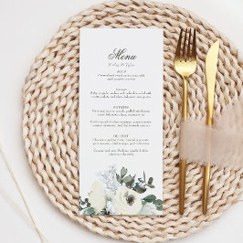 Elegant Ivoor Bloemen Bloemen Wedding Menu