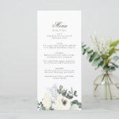 Elegant Ivoor Bloemen Bloemen Wedding Menu (Staand voorkant)