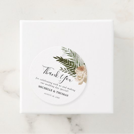 Elegant Ivoor Bloemen Boeket Bruiloft Favor Labels (In situ)