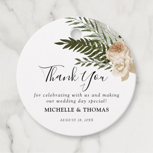 Elegant Ivoor Bloemen Boeket Bruiloft Favor Labels (Voorkant)