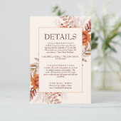 Elegant Ivoor Bloemen Boho Chic Bruiloft Details Informatiekaartje (Staand voorkant)
