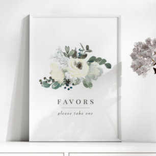 Elegant Ivoor Bloemen Groen Bruiloft Favorieten Te Poster