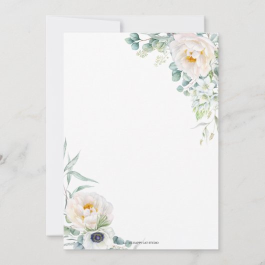 Elegant Ivoor Bloemen Groen Goud Lijst Bruiloft Kaart (Achterkant)