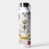 Elegant Ivoor Bloemen Queen Bee gepersonaliseerd Waterfles (Voorkant)