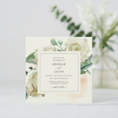 Elegant Ivoor Bloemen Tuin Bruiloft Uitnodiging (Staand voorkant)