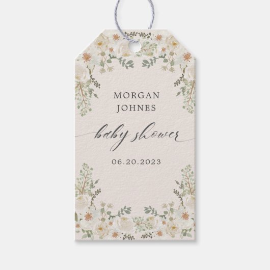 Elegant Ivoor Bloemen Vrijgezellenfeest Cadeau Lab Cadeaulabel (Voorkant)