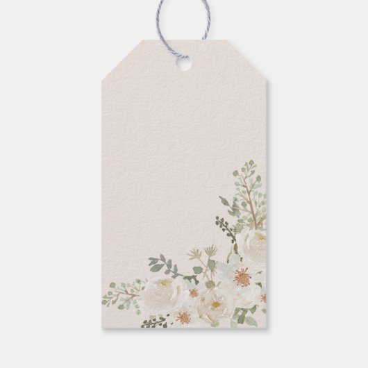 Elegant Ivoor Bloemen Vrijgezellenfeest Cadeau Lab Cadeaulabel (Achterkant)