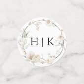 Elegant ivoor bloemenmonogram bruiloft Confetti (Kleine voorkant)