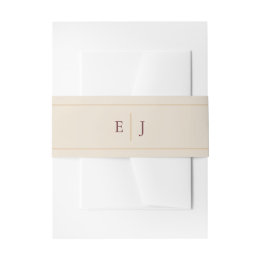 Elegant Ivoor Bourgondië Wijngaard Trouw Monogram Uitnodigingen Wikkel