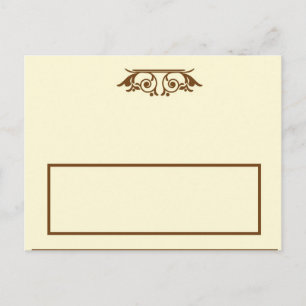 Elegant Ivoor/Bruin Huwelijk Schrijfbare Plaats Ka Briefkaart