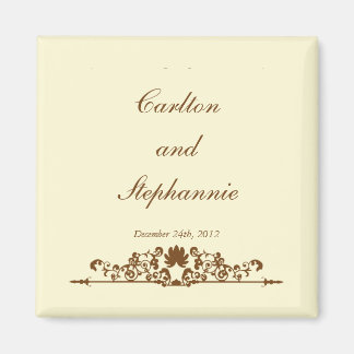 Elegant Ivoor/Bruin Huwelijksmagneet Favor Magneet