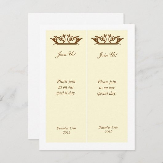 Elegant Ivoor/Bruin Save the Date Bladwijzer Aankondigingskaart (Voorkant / Achterkant)