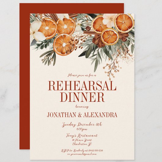 Elegant ivoor citrus bloemenrepetitiediner kaart