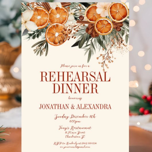 Elegant ivoor citrus bloemenrepetitiediner kaart